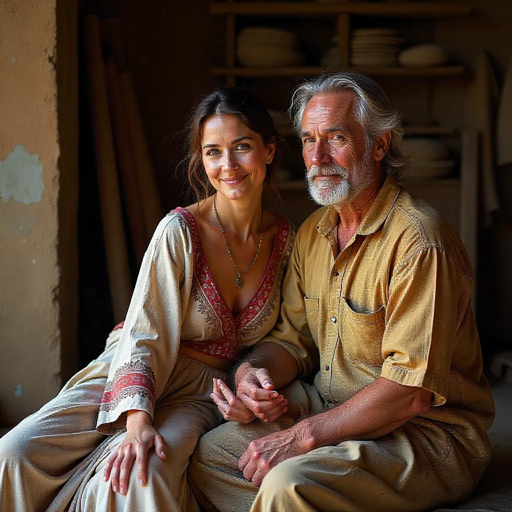 Close-up of hands creating with natural materials